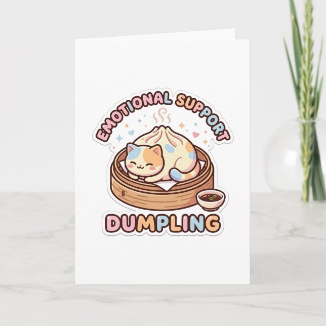 Känslomässigt stöd Dumpling Söt Kawaii Dim Sum Chi Kort (Framsida)