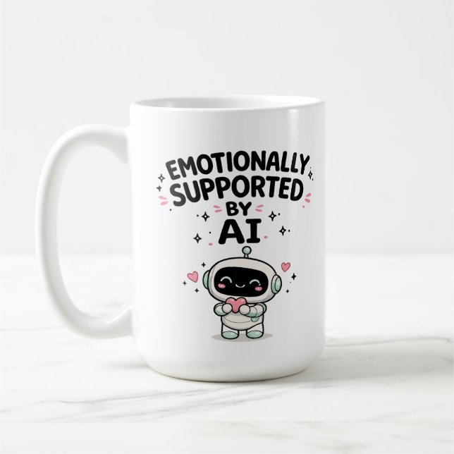 Känslomässigt stödd av AI söt robot med hjärta  Kaffemugg (Vänster)
