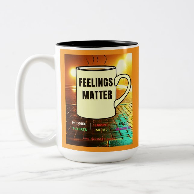 KÄNSLOR BETYDER MUG! Två-Tonad MUGG (Vänster)