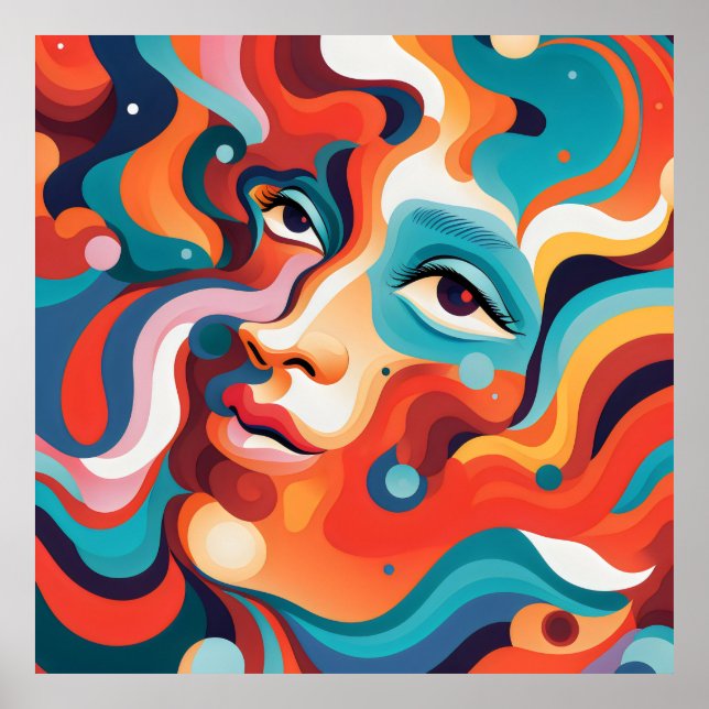 Känslor, färgstark Woman Vibrant Whirl Poster (Framsidan)