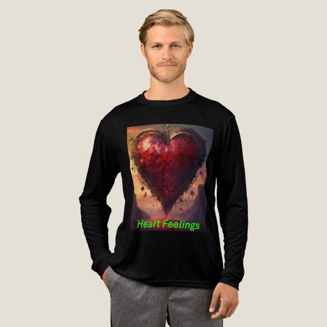 Känslor i Långärmaden för hjärtat Te T Shirt (Hel framsida)