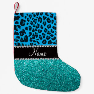 Känt glitter för turkos för himmelblåttleopard liten julstrumpa