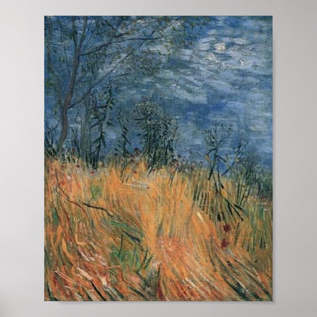 Kant i Wheatfield med Poppies Van Gogh Fine Art Poster (Framsidan)