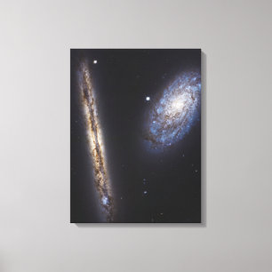 Kant-on Galaxy Ngc 4302 och lutat Galaxy Ngc 4298 Canvastryck