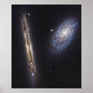 Kant-on Galaxy Ngc 4302 och lutat Galaxy Ngc 4298 Poster