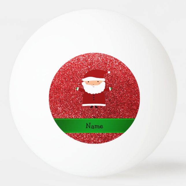 Känt santa för personlig rött glitter pingisboll (Baksidan)