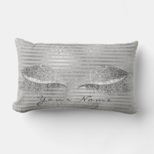 Känt silverglitter görar randig diamantMakeupvit Lumbarkudde