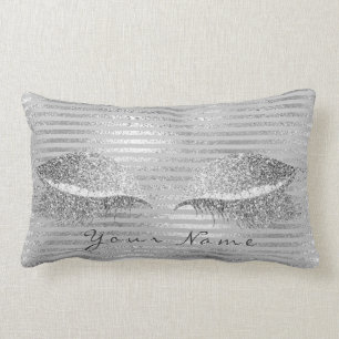 Känt silverglitter görar randig diamantMakeupvit Lumbarkudde