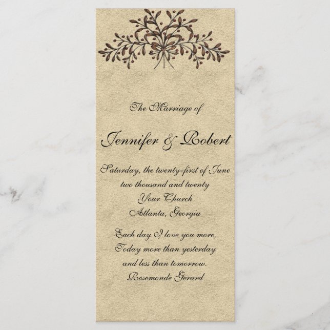 Kantabria Grenar med Röda oliver i Ecru-programmet Program (Framsida)