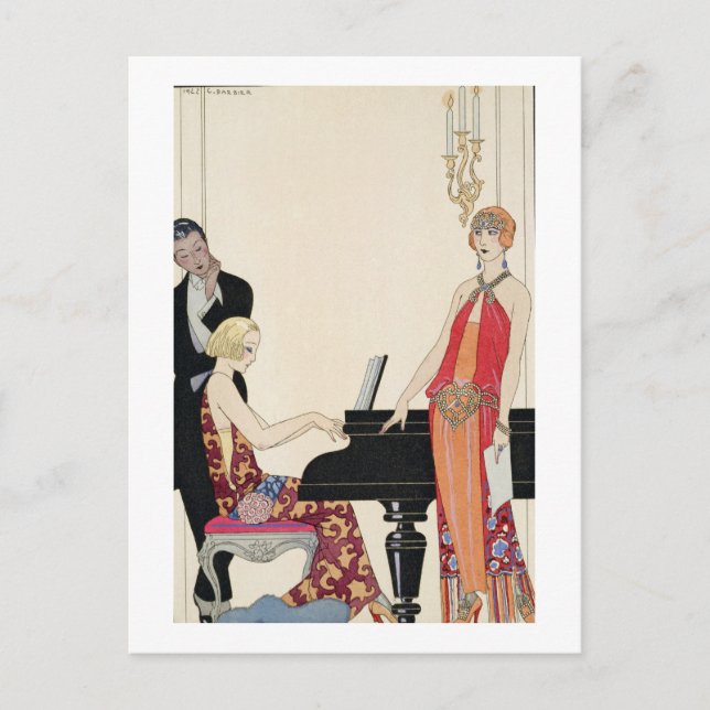 Kantation, illustration till Gazette du Bon Ton Vykort (Framsida)