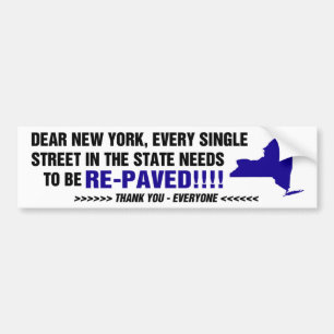 Kantennklippet New York POTHOLES Bildekal