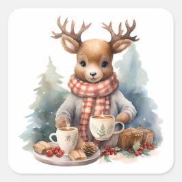 Kanthållare för julklapp, rustik vintage fyrkantigt klistermärke