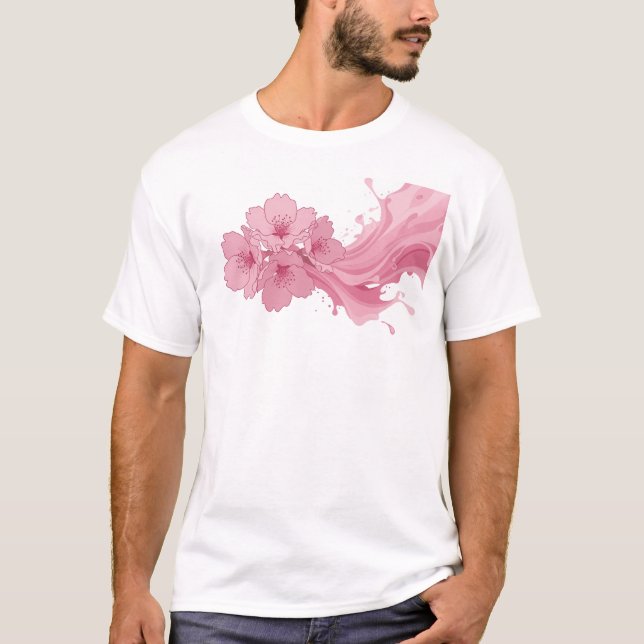 Kantig ABSTRAKT BLOMSTER Dekoration T Shirt (Framsida)