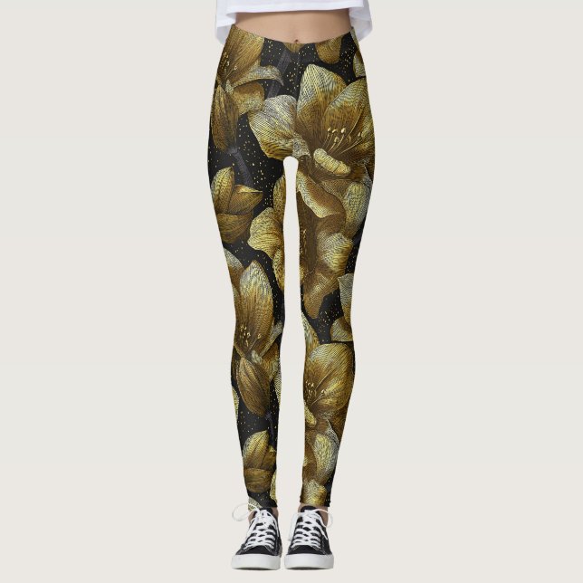 Kantig Amaryllisaccent Träningskläder Leggings (Framsida)
