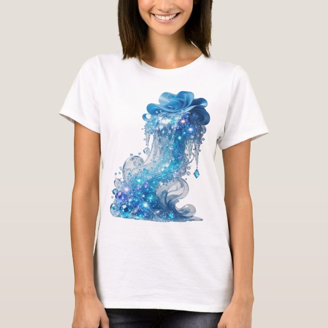 Kantig blå BLÅ ISVÅG tryck T Shirt (Framsida)
