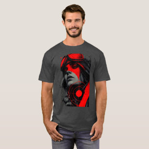 Kantig Cyberpunk-prickskytte Röd Måltavla Grafisk T Shirt