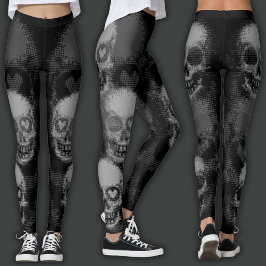 Kantig Dödskalle | Grå & Svart Leggings
