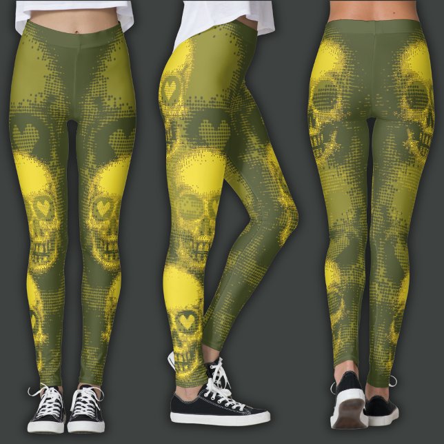 Kantig Dödskalle | Gul & Mörk Lime Leggings (Skapare uppladdad)