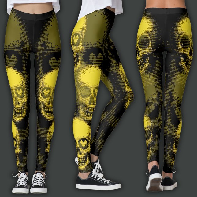 Kantig dödskalle | Gul & Svart Leggings (Skapare uppladdad)