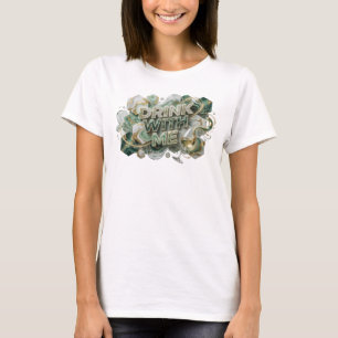 Kantig Färgrik Drick MED MIG Konstnärligt Motiv T Shirt