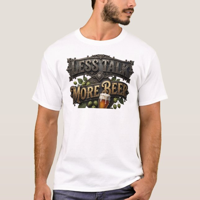 Kantig Färgrik MINDRE SNACK MER ÖL Citat T-Shirt (Framsida)