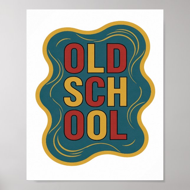 Kantig gul OLD SCHOOL grafisk design Poster (Framsidan)