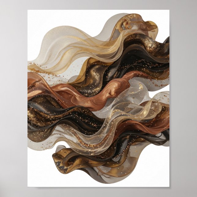 Kantig guld ABSTRAKT KONST Konsttryck Poster (Framsidan)