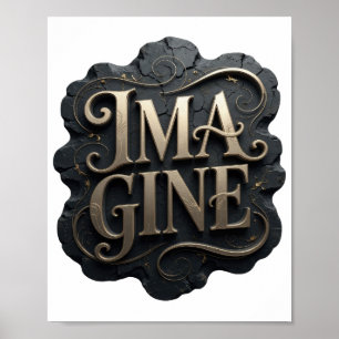 Kantig guld IMAGINE textdesign Poster