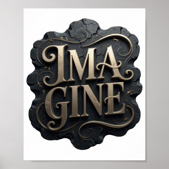 Kantig guld IMAGINE textdesign Poster (Framsidan)