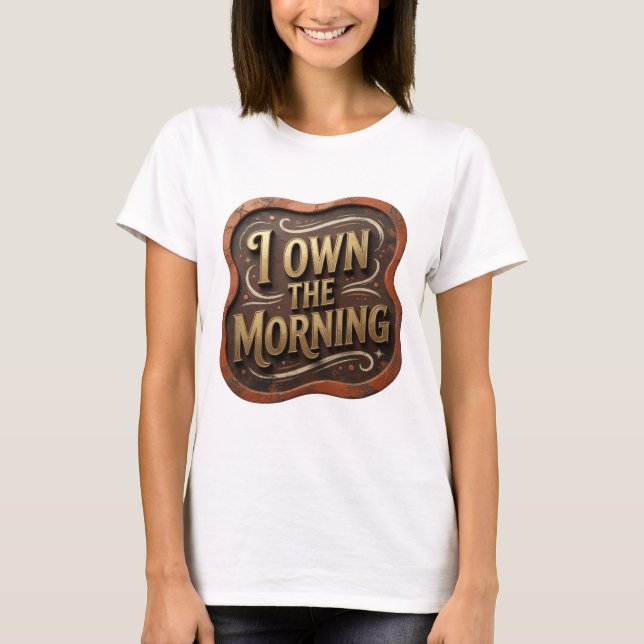 Kantig Guld JAG ÄGER MORGONEN 3D Text Konst T Shirt (Framsida)