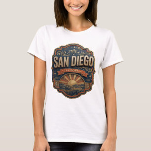 Kantig guld SAN DIEGO Konstnärlig motiv T Shirt