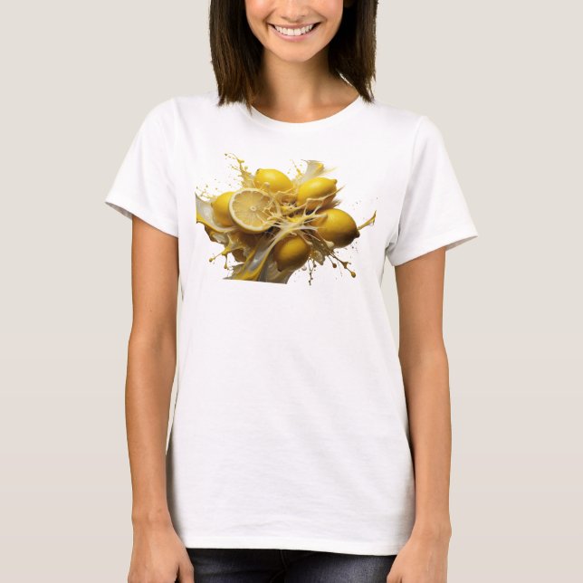 Kantig guldbstract citrongräns stil t shirt (Framsida)