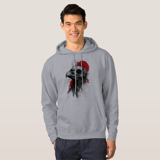 Kantig kråksnäcka gotisk grunge hoodie (Hel framsida)