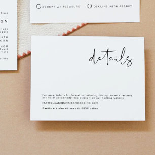 Kantig Modern Minimalistisk Bröllopsdetaljer Bifog Inbjudningar