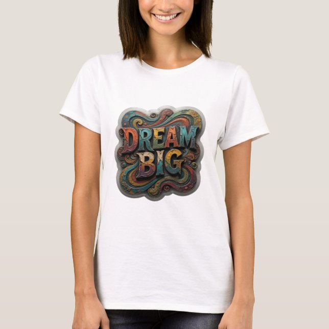 Kantig Orange DRÖM STORT Citat T-shirt (Framsida)