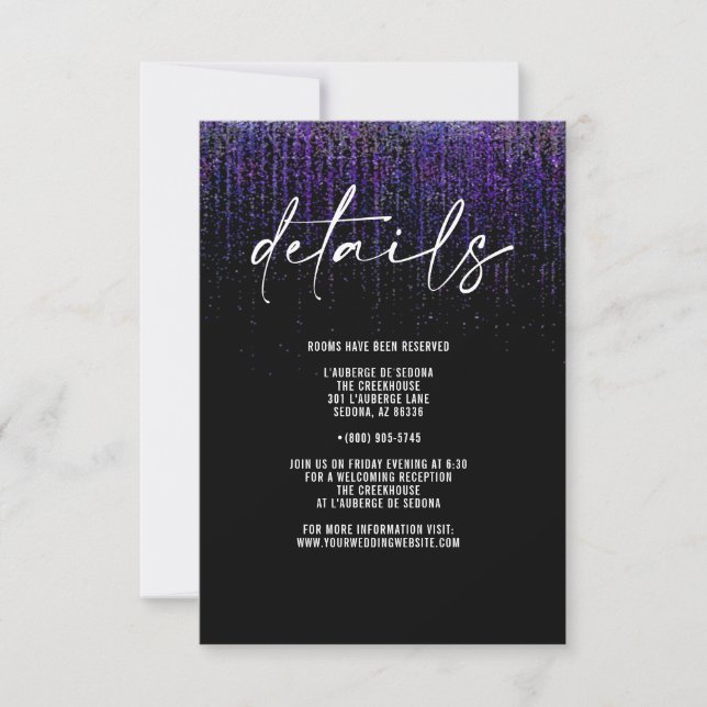 Kantig QR lila glitterdetaljerad kort (Framsida)