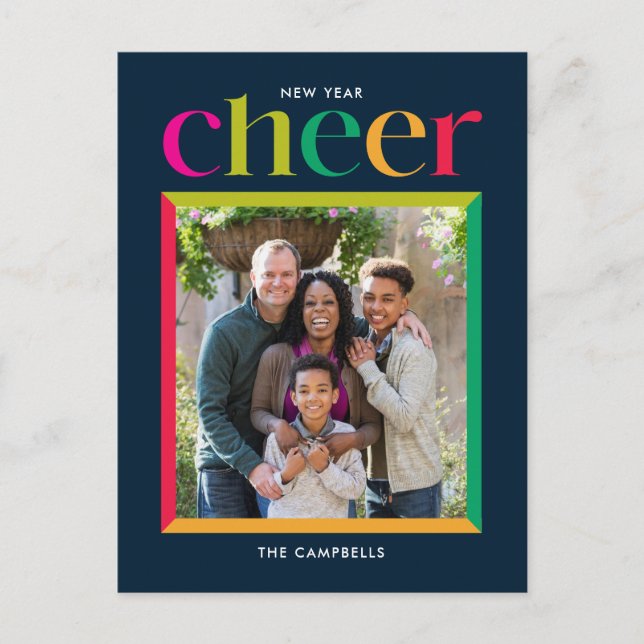 Kantig ram Gott nytt år firande julkort Helg Vykort (Framsida)