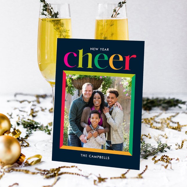 Kantig ram Gott nytt år Firande vykort (Skapare uppladdad)