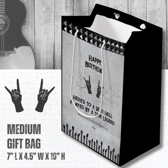 Kantig Rock 'n' Roll Gitarr Födelsedag (Celebrate your favorite Legend with this fully customizable Rockstar Birthday Gift Bag)