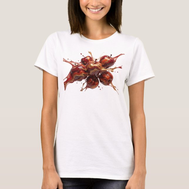 Kantig Röd Abstrakt Apple Designer Grafik T Shirt (Framsida)