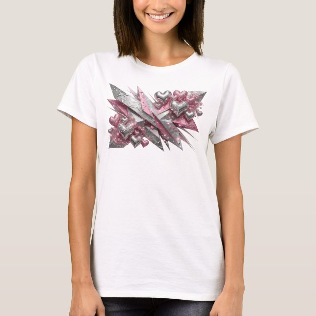 Kantig röd ABSTRAKT KONST Design T Shirt (Framsida)