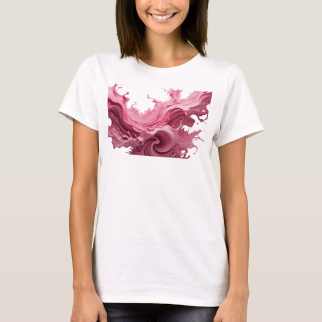 Kantig Rosa ABSTRAKT KONST Design T Shirt (Framsida)