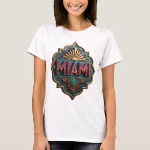 Kantig Rosa MIAMI 3D Text Konst T Shirt