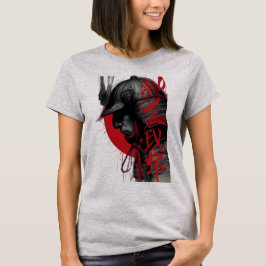 Kantig Samuraj Krigare Röd Sol Japansk Bläck Kvinn T Shirt