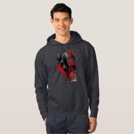 Kantig Samurajkrigare Japansk Bläckkonst Röd Sol Hoodie
