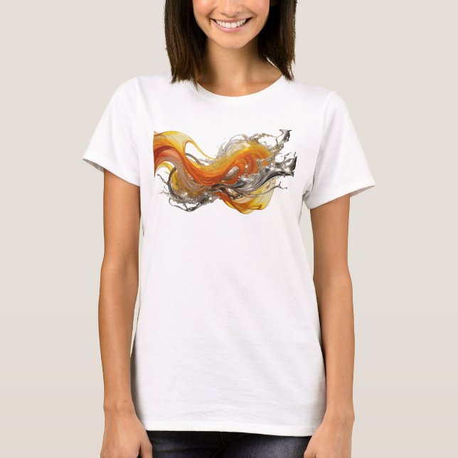 Kantig silver ABSTRAKT KONST Modeutskrift T Shirt (Framsida)
