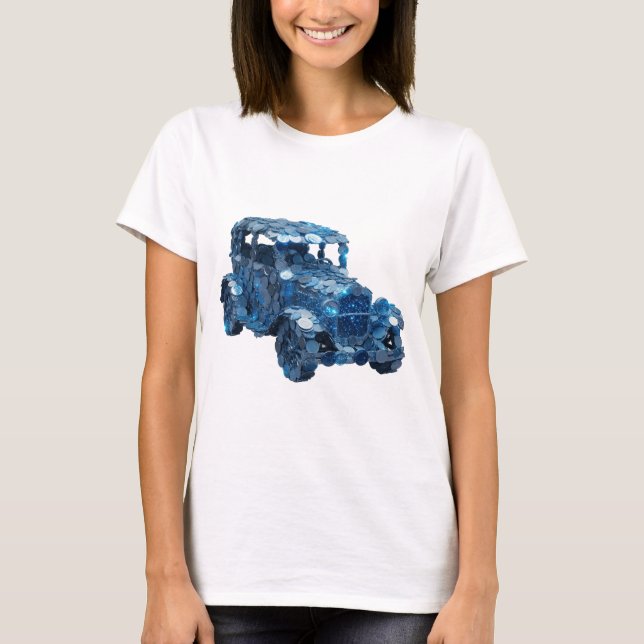 Kantig Silver BLÅ MYNTAUTOMODIL Modern design T Shirt (Framsida)