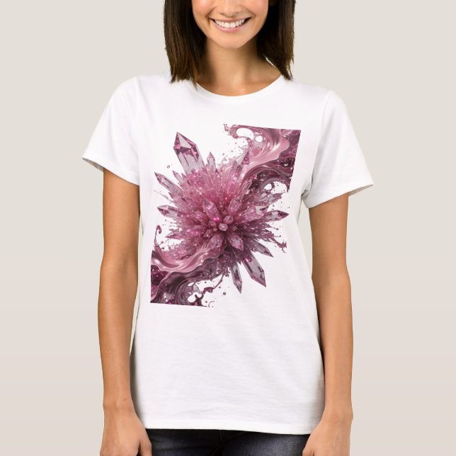 Kantig silver CRYSTAL FUSION grafisk t-shirt (Framsida)