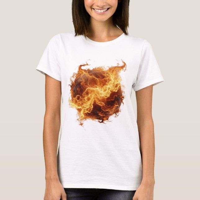 Kantig Silver FIREBALL Grafisk Design T Shirt (Framsida)