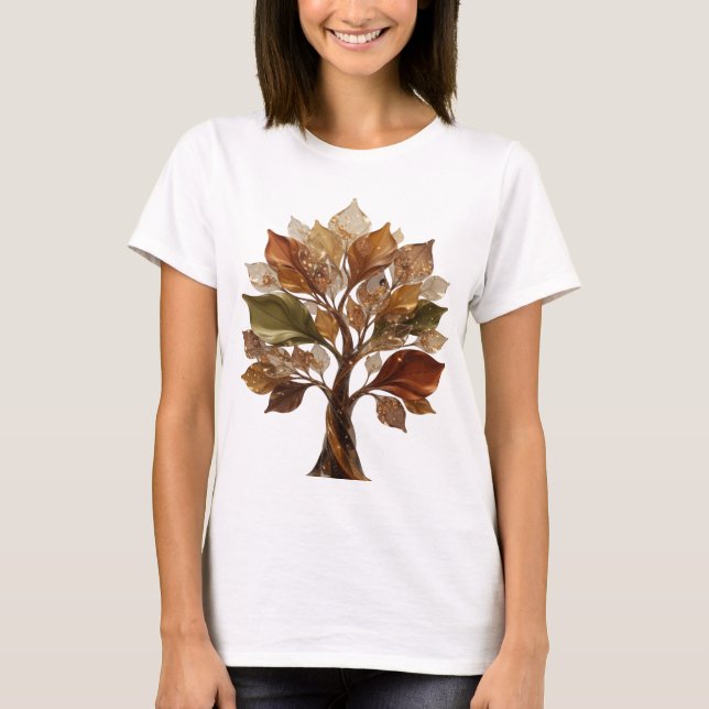Kantig silver GLÖDANDE LÖV Citat T-shirt (Framsida)